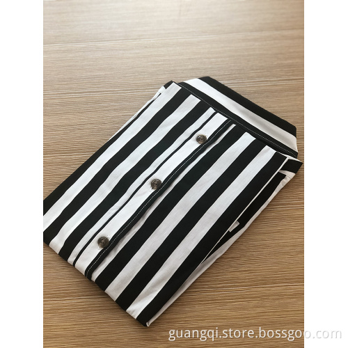 Fashion yarn dyed stripe short sleeve kids shirt